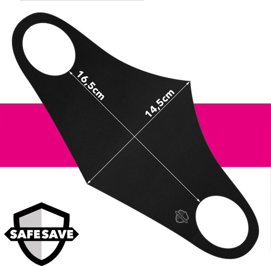 SAFESAVE mondkapjes wasbaar en herbruikbaar-100% neopreen mondkapje-niet medisch mondmasker-3 stuks-Zwart
