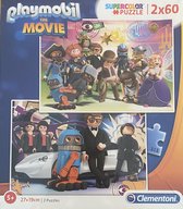 Clementoni Supercolor puzzel Playmobil The Movie | 2 x 60 stukjes | leeftijd 5+ | afmetingen 27 x 19 cm