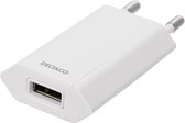 DELTACO USB-AC173 USB-wandlader - 100V tot 240V - 1x USB-A - 1A 5W - Wit