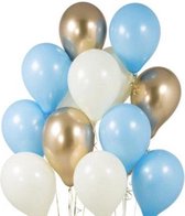 Knoopballon - Goud/Wit/Blauw/Lichtblauw - Losse ballon - 9 stuks