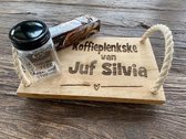 Koffieplenkske Juffrouw / afscheid / einde schooljaar / koffieplankje / cadeau / juf