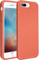 Silicone case geschikt voor Apple iPhone 8 Plus / 7 Plus - oranje met Privacy Glas