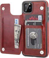 Wallet Case geschikt voor Apple iPhone 11 Pro Max - bruin met Privacy Glas