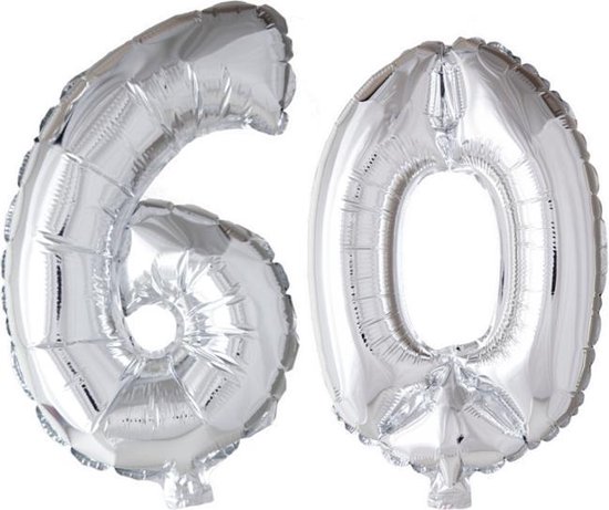 Folieballon 60 jaar zilver 86cm