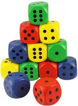 Foam dobbelstenen 12 stuks 4 cm blauw-rood-geel-groen