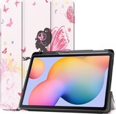 Tablet hoes geschikt voor Samsung Galaxy Tab S6 Lite - Tri-Fold Book Case met Stylus Pen houder - Flower Fairy