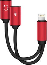 Jumalu iPhone splitter - lightning splitter - audio en opladen - rood