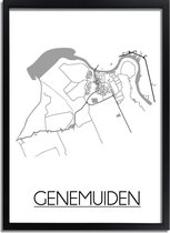 DesignClaud Genemuiden Plattegrond poster A3 + Fotolijst zwart