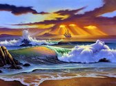 HappyHobby Diamond Painting Wilde Zee met Schip- 35x45cm
