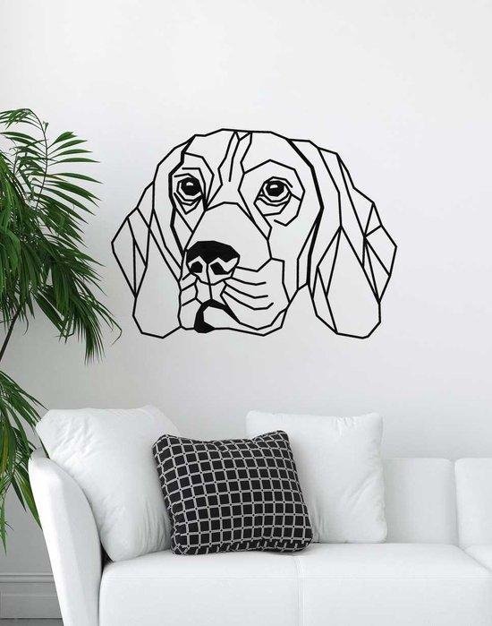 Beagle Geometrisch Hout 100 x 74 cm Black - Honden - Wanddecoratie