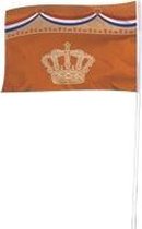 Oranje vlag met kroon 100x150cm