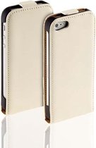 Geschikt voor Apple iPhone SE Smartphone Hoesje Flip Case Echt Leder Wit