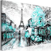 Schilderijen Op Canvas - Schilderij - Colourful Rendez-Vous (1 Part) Wide Turquoise 90x60 - Artgeist Schilderij
