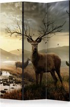 Kamerscherm - Scheidingswand - Vouwscherm - Deers by mountain stream [Room Dividers] 135x172 - Artgeist Vouwscherm