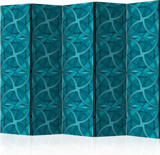 Kamerscherm - Scheidingswand - Vouwscherm - Geometric Turquoise II [Room Dividers] 225x172 - Artgeist Vouwscherm