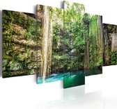 Schilderijen Op Canvas - Schilderij - Waterfall of Trees 100x50 - Artgeist Schilderij