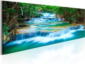 Schilderijen Op Canvas - Schilderij - Sapphire Waterfalls 135x45 - Artgeist Schilderij