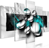 Schilderijen Op Canvas - Schilderij - Shiny Stones (5 Parts) Wide Turquoise 100x50 - Artgeist Schilderij