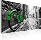 Schilderijen Op Canvas - Schilderij - Vintage Green Bike 120x80 - Artgeist Schilderij