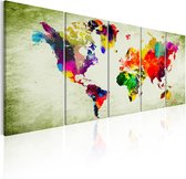 Schilderijen Op Canvas - Schilderij - Colourful Continents 225x90 - Artgeist Schilderij