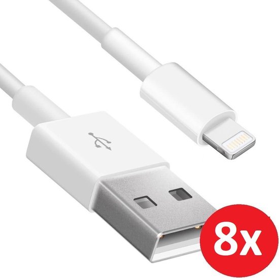 bol.com | 8 stuks Iphone Lader - USB kabel naar Lightning - Gecertificeerde  USB Lader Oplader...