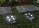 ezsolar Solar grondverlichting steenlook Nordic grijs 2 stuks