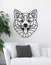 Shiba Inu Geometrisch Hout 90 x 105 cm Black - Honden - Wanddecoratie