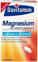 Davitamon Magnesium Tabletten – magnesium met Calcium en Vitamine D - Voor spieren en botten - Voedingssupplement - 42 magnesium tabletten