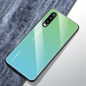 Voor Huawei P30 Gradient Color Glass Case (Sky Blue)