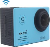HAMTOD HF60 UHD 4K WiFi 16.0MP Sportcamera met onderwaterbehuizing, Generalplus 4247, 2,0 inch LCD-scherm, 120 graden groothoeklens, met eenvoudige accessoires (blauw)