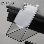 25 stuks titanium legering metalen rand volledige dekking terug gehard glas screen protector voor iPhone XR (zwart)