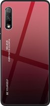 Voor Huawei Honor 9X Gradient Color Glass Case (rood)