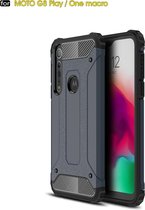 Voor Moto G8 Play Magic Armor TPU + PC Combinatie Case (Navy Blue)