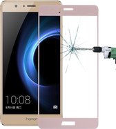 Voor Huawei Honor V8 0,26 mm 9H Oppervlaktehardheid Explosiebestendig Zeefdruk Gehard glas Volledig scherm (rose goud)