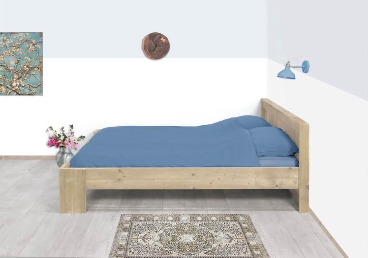 Steigerhout bed blokpoot - 180x200 - oud steigerhout - kwaliteit | bol.com