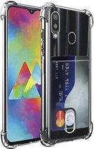 Samsung Galaxy A40 Card Backcover | Transparant | Soft TPU | Shockproof | Pasjeshouder | Wallet