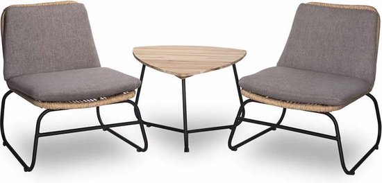 Loungeset Enzo voor 2 personen | inclusief bijpassende tafel | bol