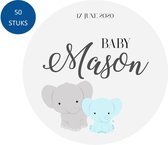 Geboorte sticker op maat - Babyshower sticker | 50 stuks | Persoonlijke sticker | Meisje Jongen geboren |Geboortekaart | Team Boy Girl | Envelop sticker | Cadeau - Gift - Cadeauzak