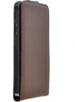 iPhone 5 / 5S / SE Lederlook Flip case P hoesje Bruin Pearlycase