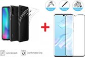 2-In-1 Screenprotector Bescherming Protector Set Geschikt Voor Huawei P30 Lite - Full Cover 3D Edge Tempered Glass Screen Protector Met Siliconen Back Cover Case - Transparant