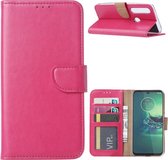 Motorola Moto G8 Plus - Bookcase Roze - portemonee hoesje