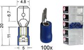 Kabelschoen schuif mannelijk 4.8 mm blauw 100 stuks