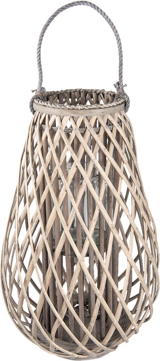 Clayre & Eef Windlicht Ø 38x60 cm Grijs Hout