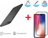 2-In-1 Screenprotector Bescherming Protector Set Geschikt Voor Apple iPhone 7 Plus - Full Cover 3D Edge Tempered Glass Screen Protector Met Siliconen Back Cover Case - Mat Zwart / Transparant