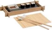 Sushi schaal, Chopstick Met Legger, Schaaltje, Placemat - Hout (set van 4)