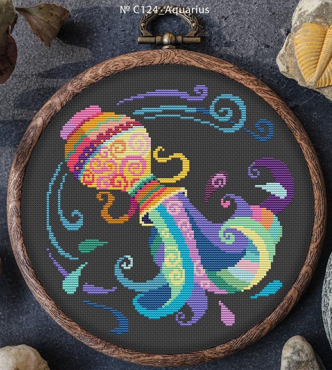 Borduurpakket MANDALA STERRENBEELD WATERMAN - telpatroon om zelf te borduren - geschikt voor beginners