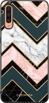 Samsung A50/A30s hoesje - Marmer triangles | Samsung Galaxy A50 case | Hardcase backcover zwart