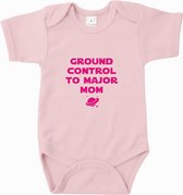 Baby rompertje Ground control to major mom | Korte mouw 50/56 Licht roze