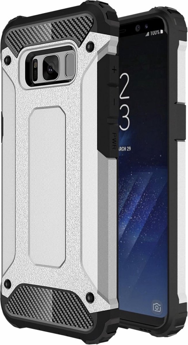 Geschikt voor Samsung Galaxy S8 Armor Hoesje - Zilver - Shockproof