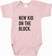 Baby Rompertje New kid on the block | Korte mouw 50/56 Licht roze